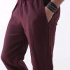 Mens Linen Pants Lounge For Men Burgundy Trousers