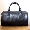 Black Leather Duffle Bag With Lining Inside /