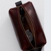 Leather Dopp Kit Bag In Horween Burgundy Chromexcel
