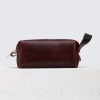 Leather Dopp Kit Bag In Horween Burgundy Chromexcel