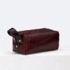 Leather Dopp Kit Bag In Horween Burgundy Chromexcel
