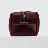 Leather Dopp Kit Bag In Horween Burgundy Chromexcel