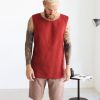 Mens Sleeveless Linen T Shirt Singlet Summer For