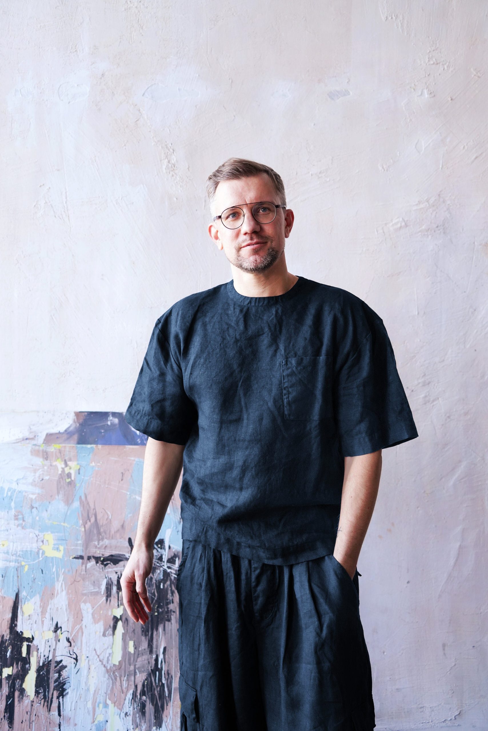 Mens Linen T Shirt Oversized Black Wide Sleeve Mens Linen T Shirt Oversized Black Wide Sleeve