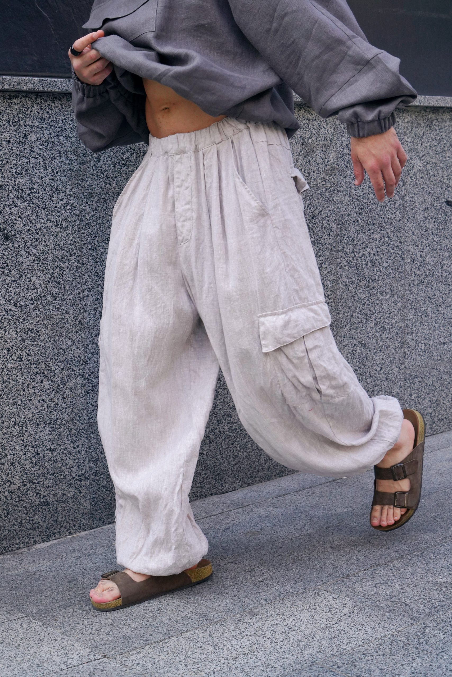 Harem Linen Pants For Men Lounge Beige Trousers Harem Linen Pants For Men Lounge Beige Trousers