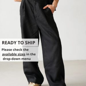 Wide Mens Linen Palazzo Pants With Pleats High
