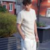 Mens Linen T Shirt Narrow Neck Summer For