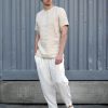 Mens Linen T Shirt Narrow Neck Summer For