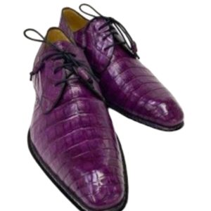 Handmade Leather Oxford Shoes: Purple Derby Shoes For