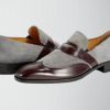 Handmade Wingtip Shoes: Brown Leather & Grey Suede